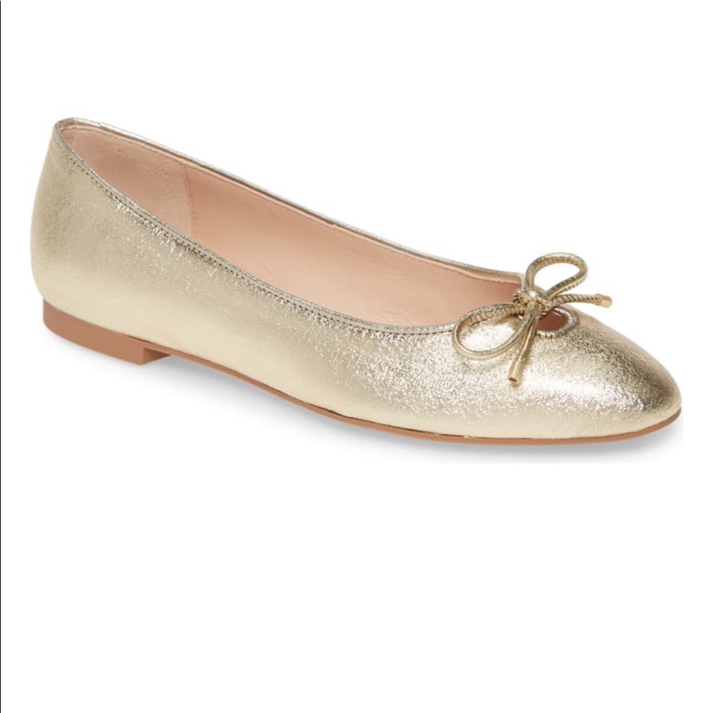 Stuart Weitzman Gabby Gold Leather Flats NWT!